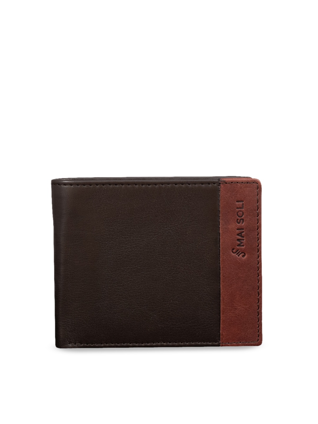 

MAI SOLI Men Brown Solid Leather Two Fold Wallet