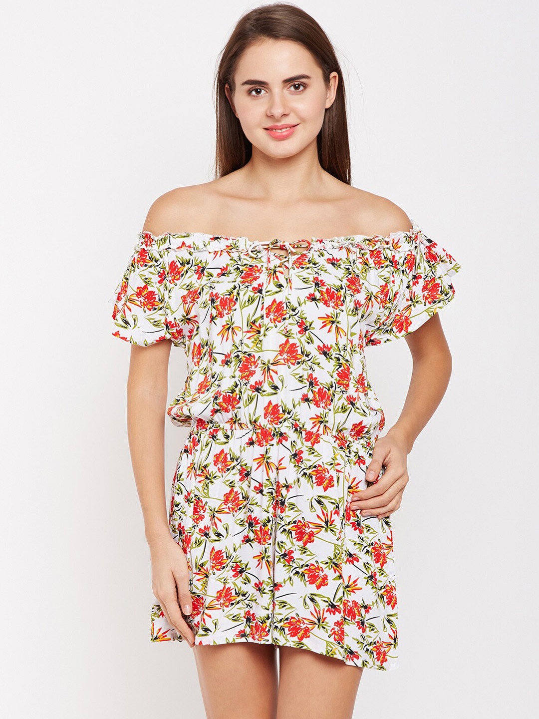 

Oxolloxo Women Multicoloured Floral Print Playsuit, Multi