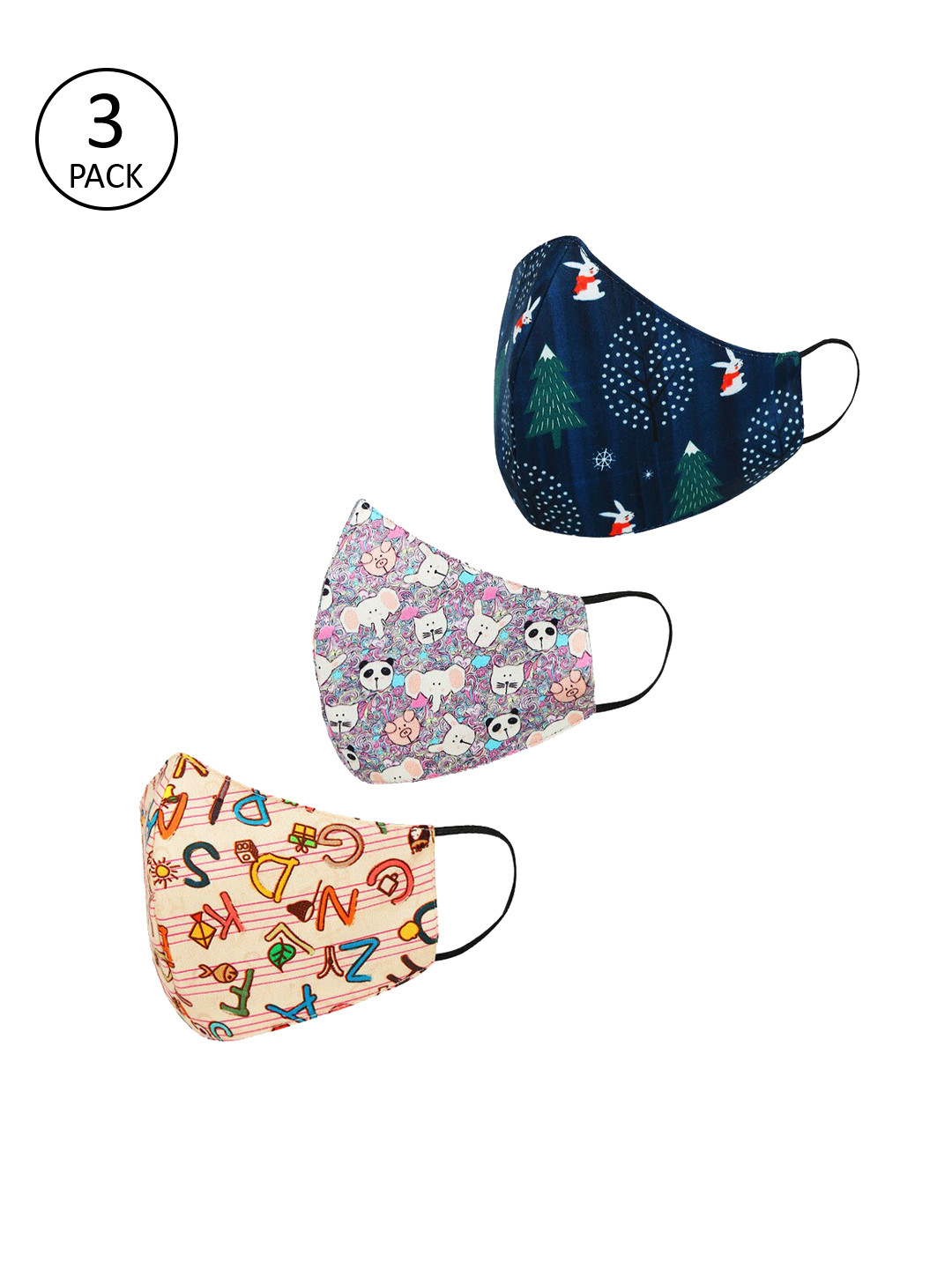 

Tossido Kids 3 Pcs 3-Ply Reusable Outdoor Masks, Multi