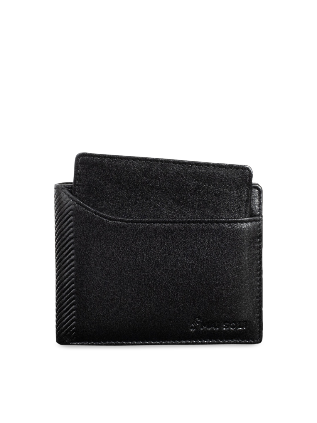 

MAI SOLI Men Black Solid Two Fold Wallet