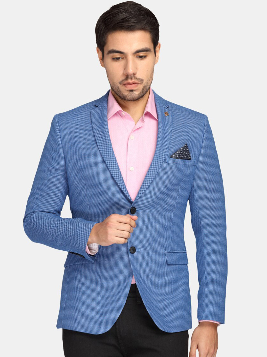 

Theme Men Blue Slim-Fit Single-Breasted Casual Blazer