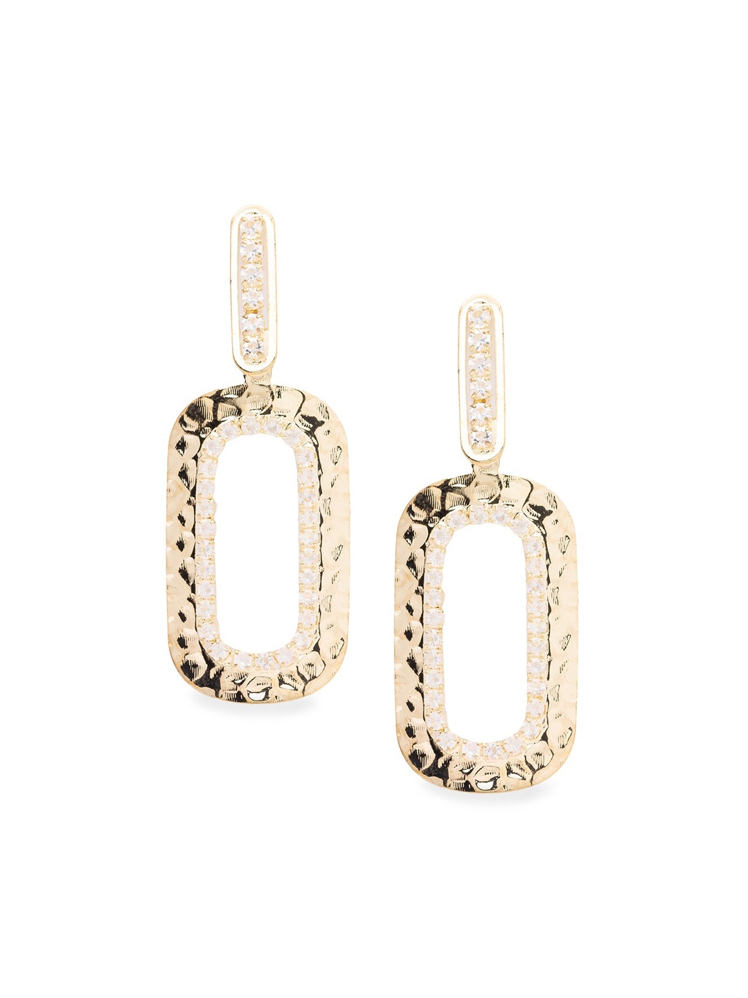 

Globus Gold-Plated CZ Studded Geometric Drop Earrings