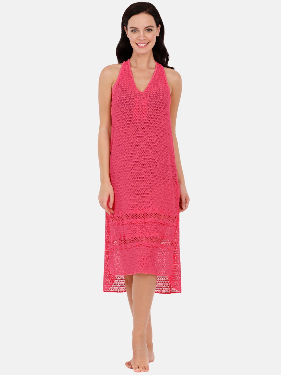 

Amante Women Pink Chevron Design Swimwear Cover Up Dress