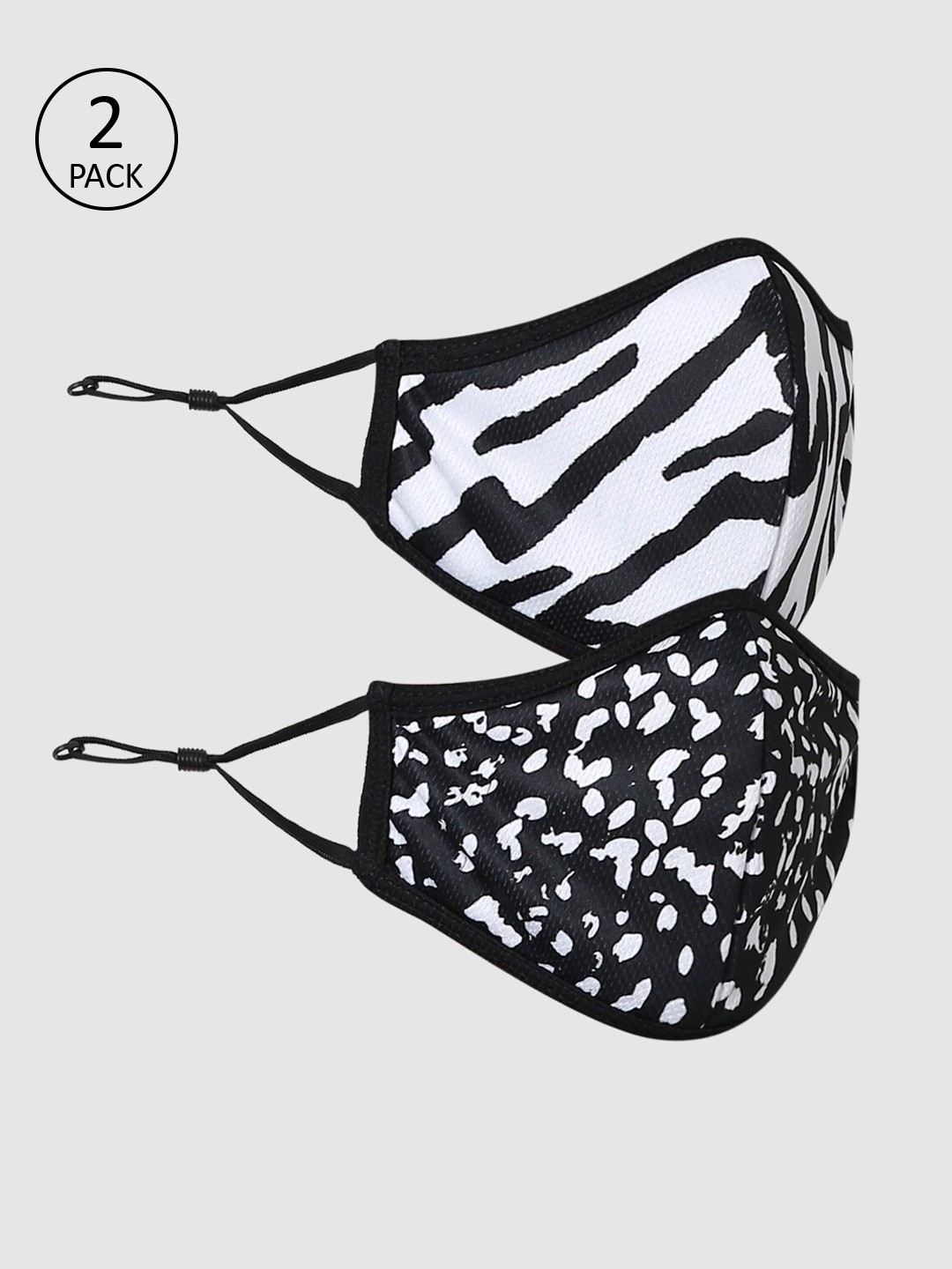 

ONLY Pack of 2 Animal Print 3PLY Anti-Bacterial Mask, Black