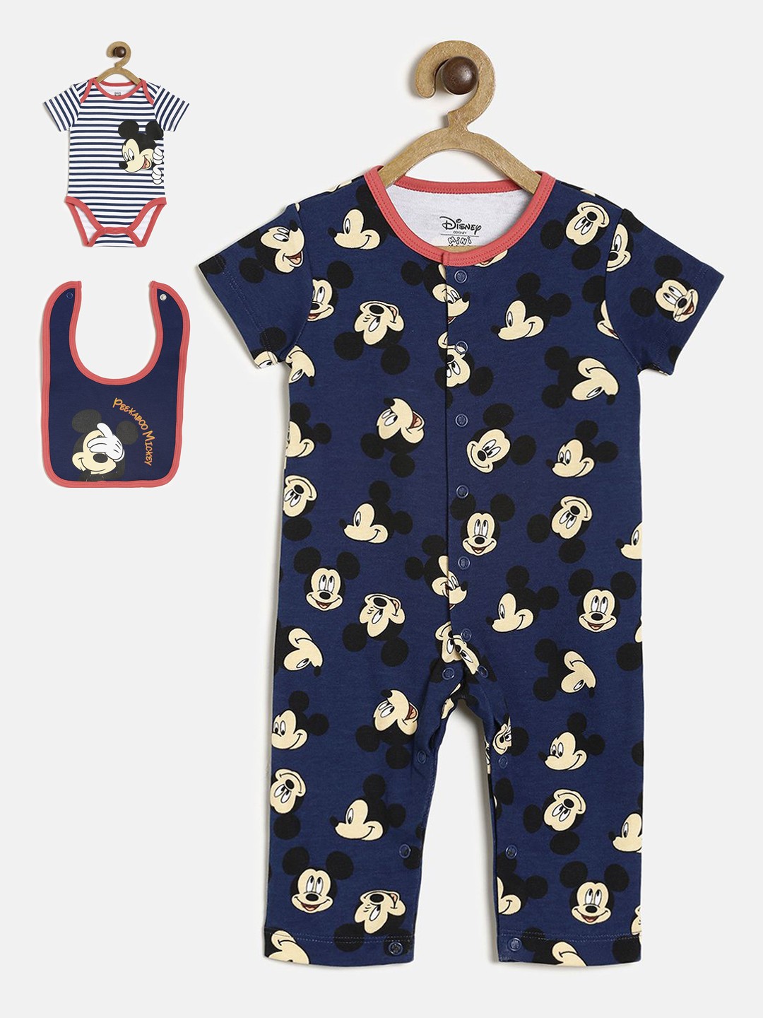 

MINI KLUB Infant Boys Navy Blue Romper, Bodysuit & Bib Set