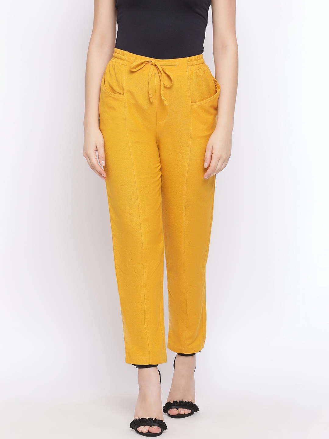 

Oxolloxo Women Yellow Regular Fit Solid Trousers