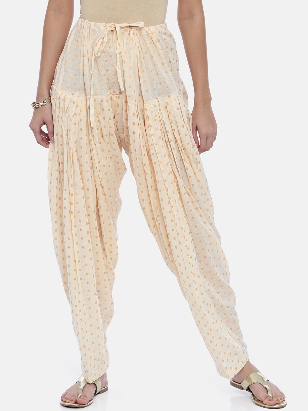 

Souchii Women Beige Woven Design Patiala