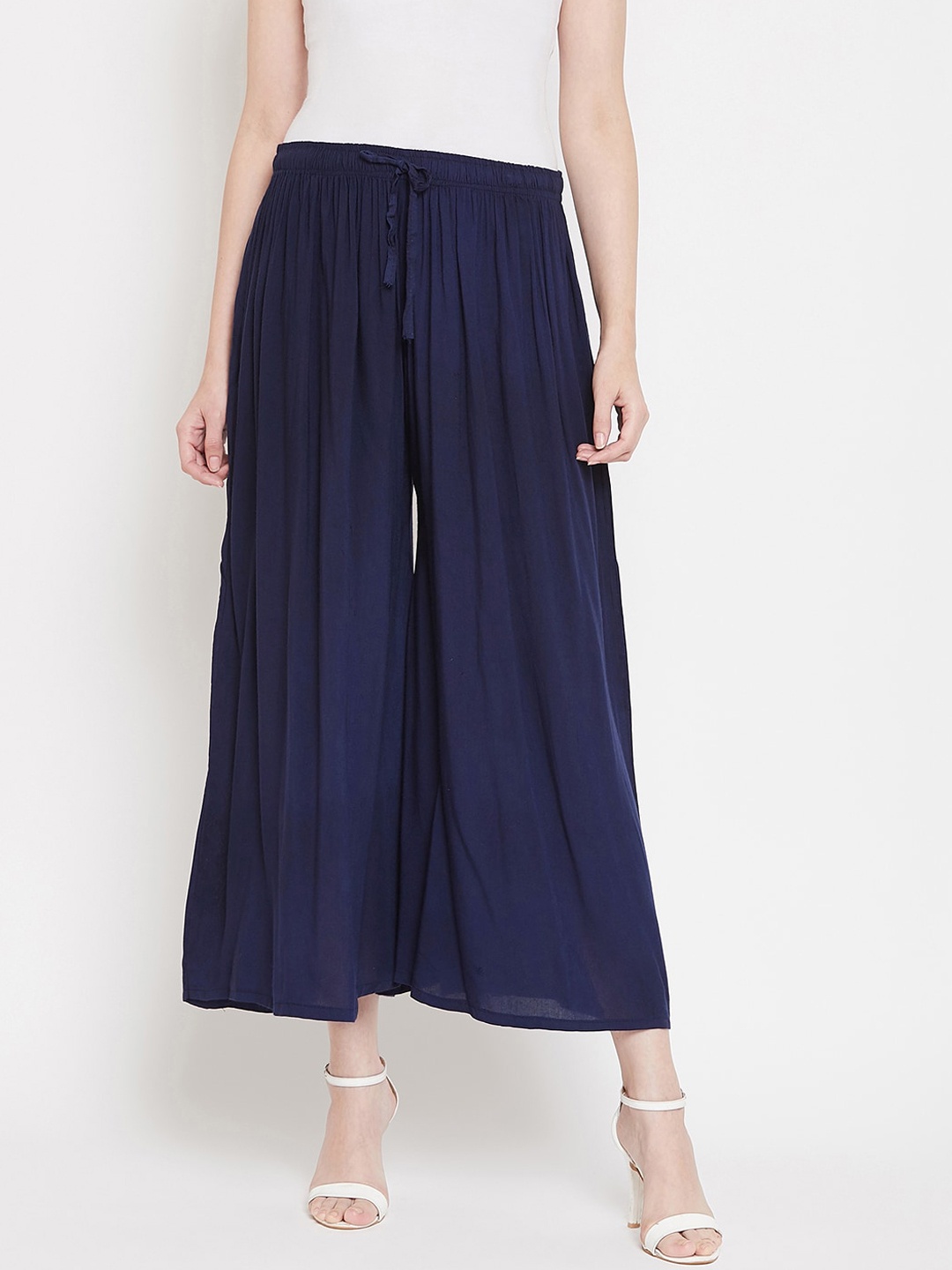 

Castle Women Navy Blue Solid Flared Palazzos