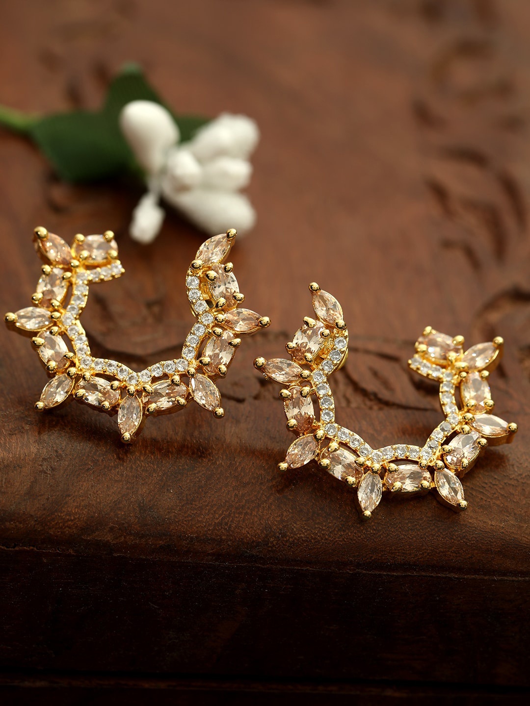 ANIKAS CREATION Gold-Toned Quirky Drop Earrings