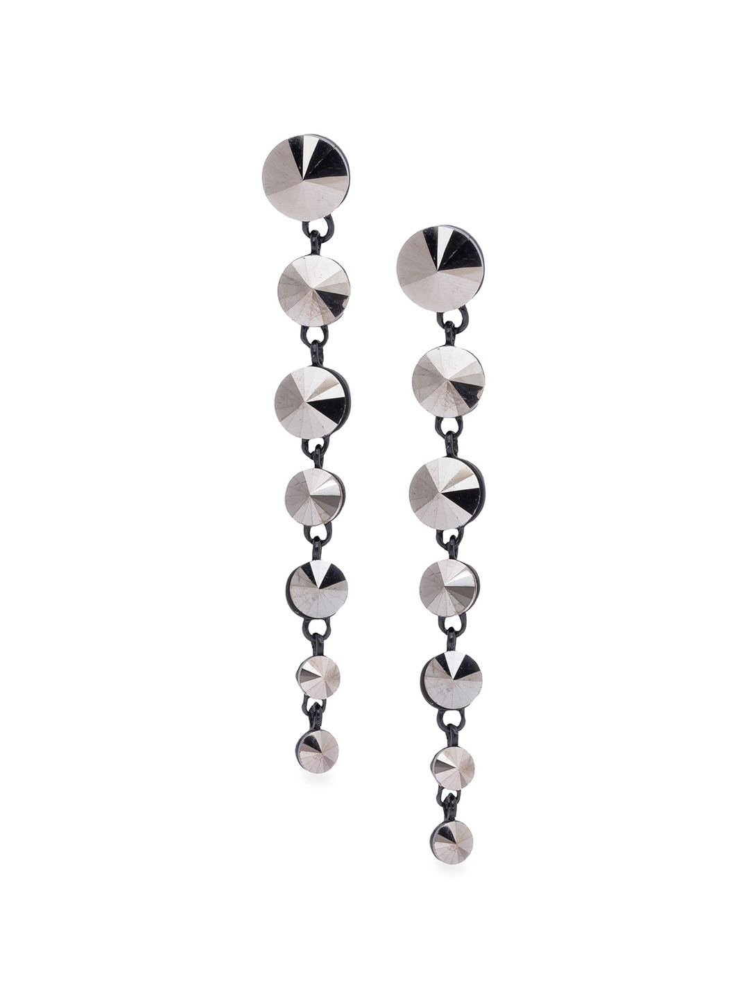

Globus Silver-Toned & Black Oxidised Geometric Studs