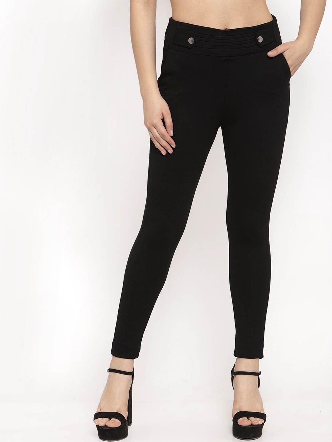 

Clora Creation Women Black Solid Treggings