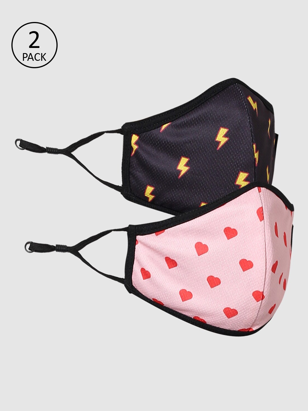

ONLY Women Pack Of 2 Printed 3-Ply Reusable Adjustable Cloth Masks, Pink