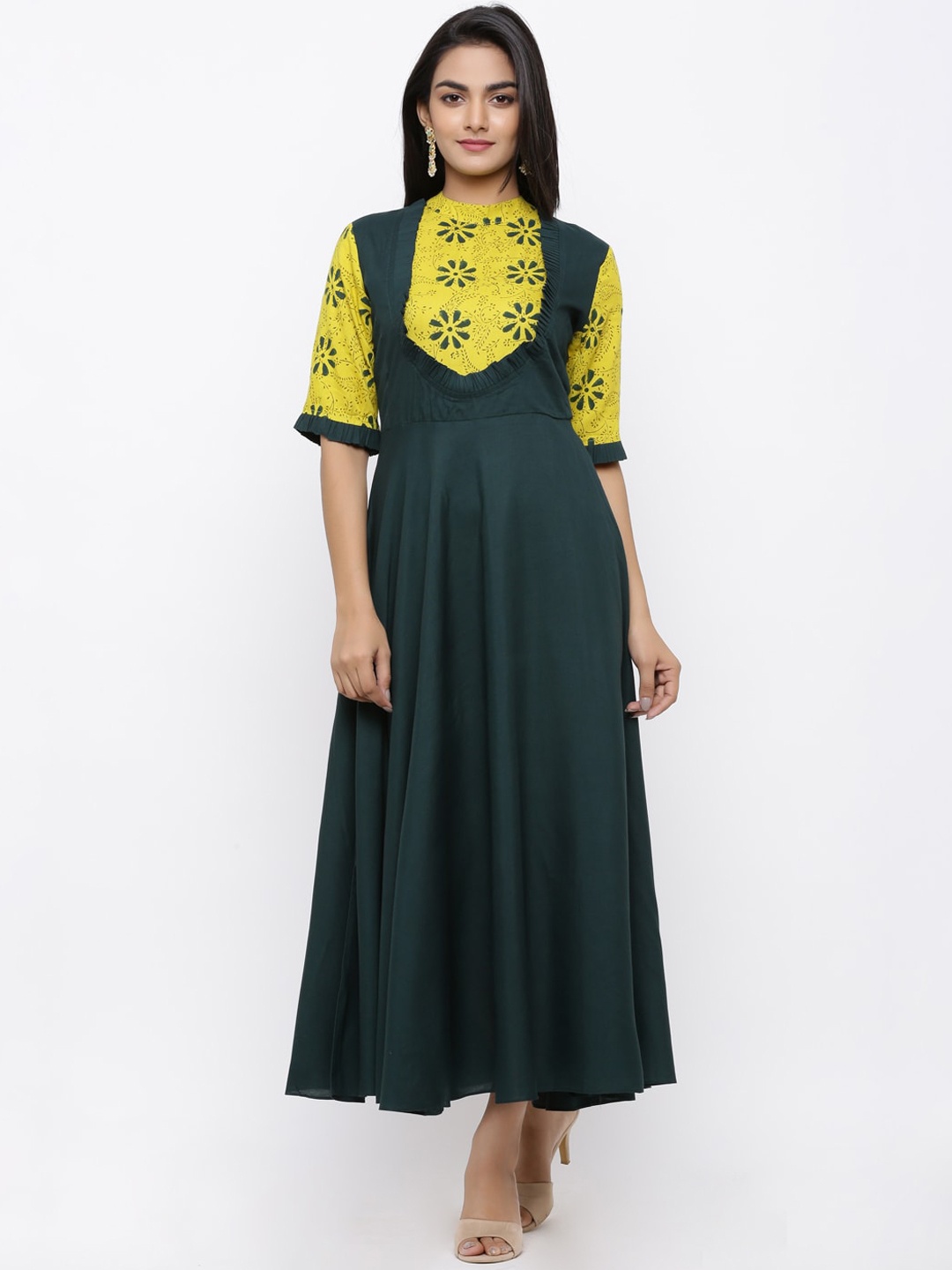 Aprique FAB Women Green Printed Maxi Dress