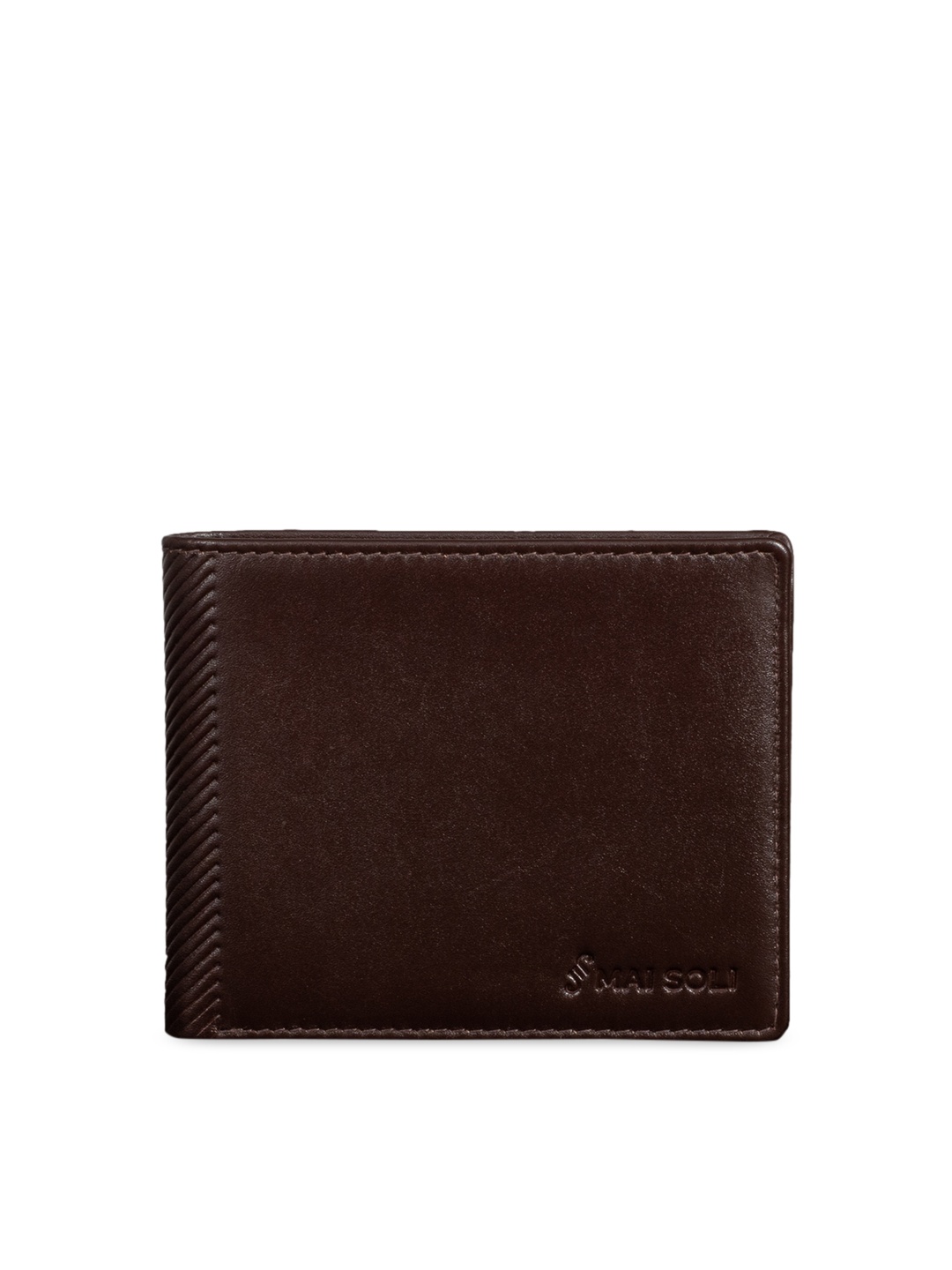 

MAI SOLI Men Coffee Brown Textured Two Fold Leather Wallet