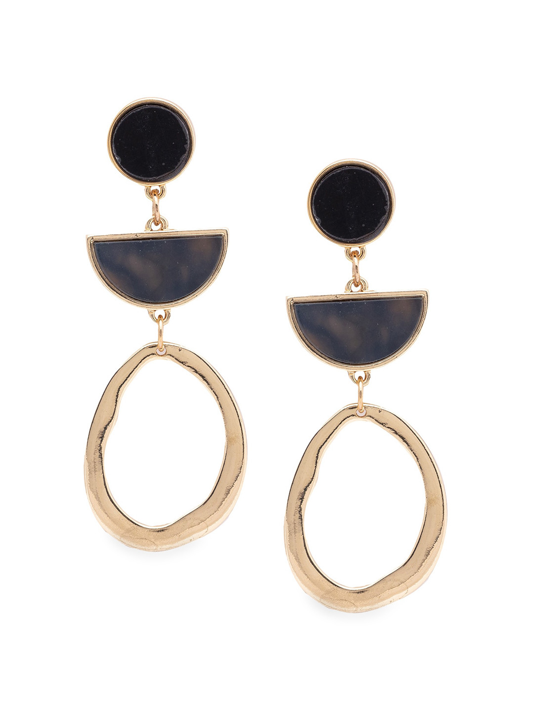 

Globus Gold-Toned & Black Contemporary Drop Earrings