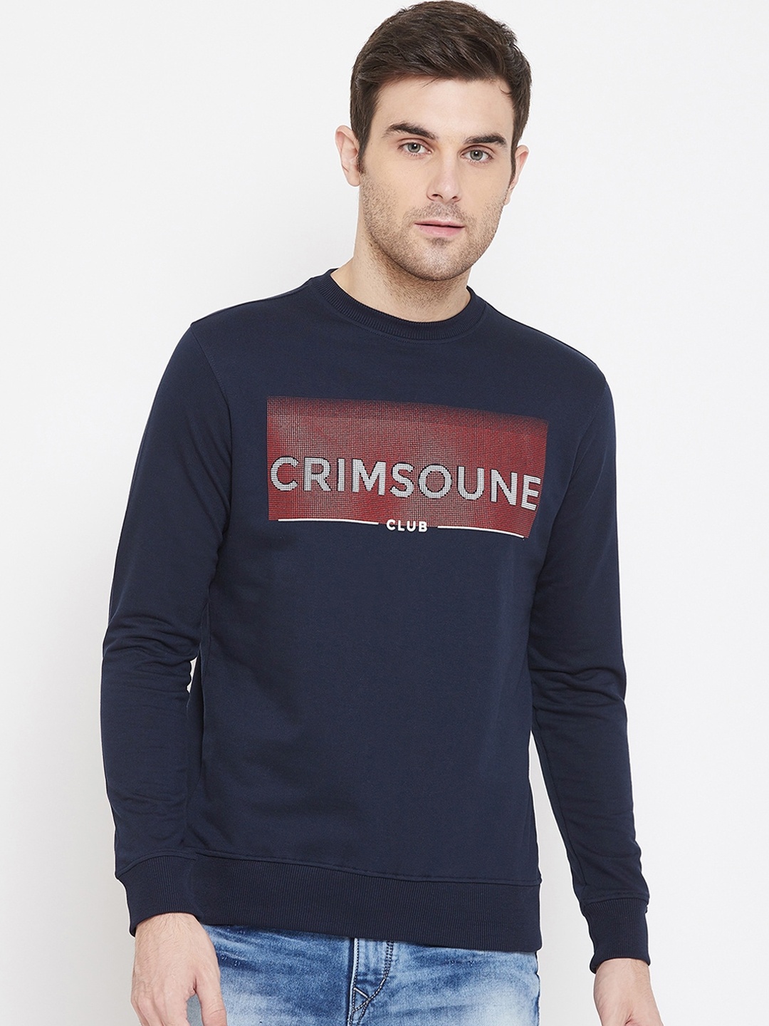 

Crimsoune Club Men Navy Blue Printed Sweatshirt