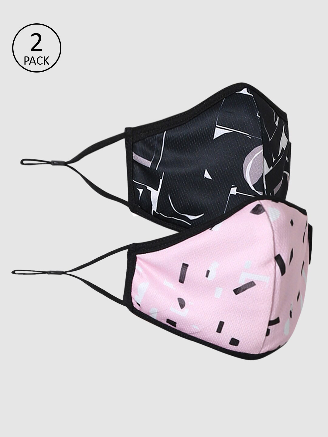 

ONLY Women Pack Of 2 Printed 3-Ply Reusable Adjustable Cloth Masks, Pink
