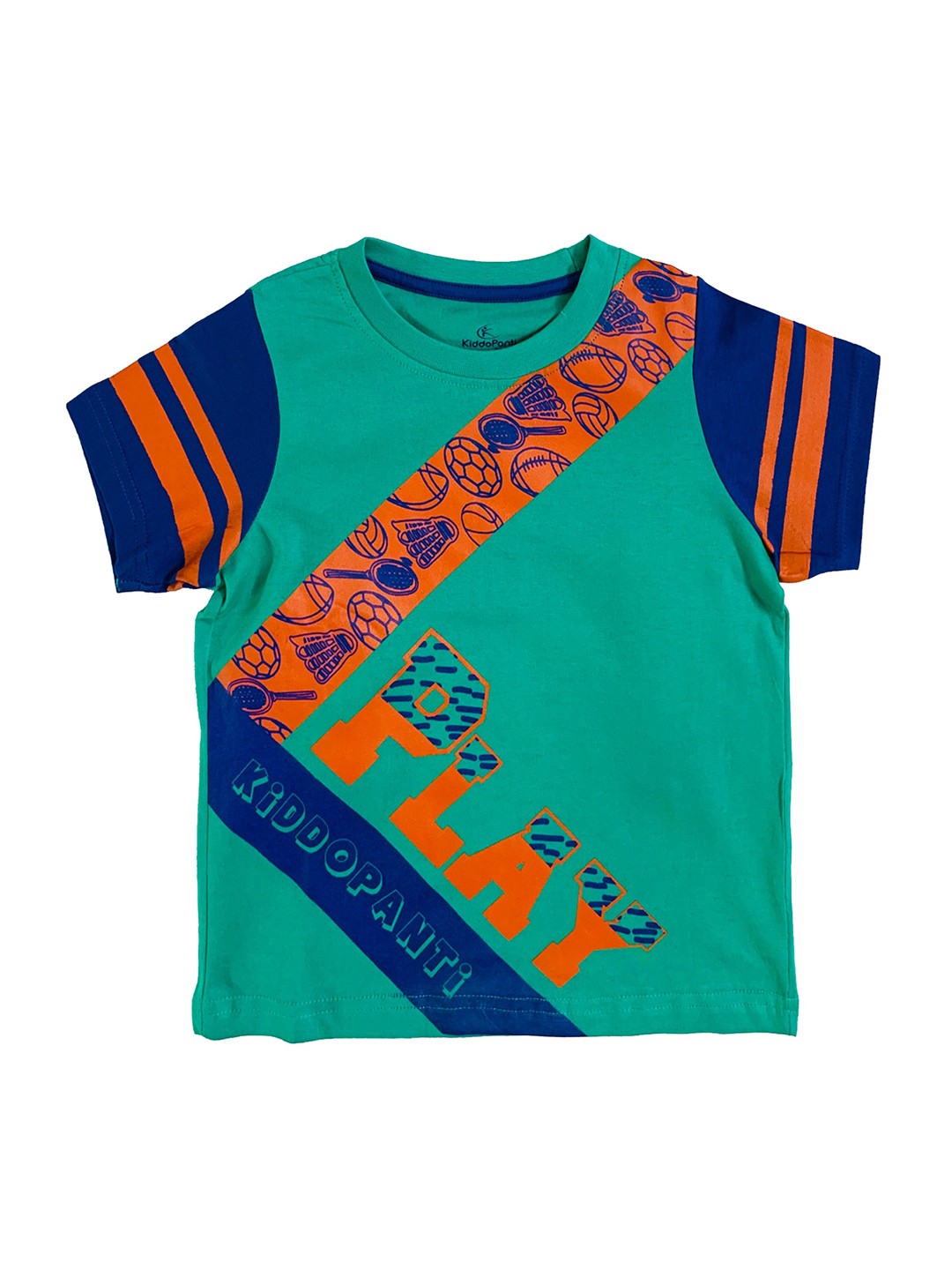 

KiddoPanti Boys Green Printed Round Neck T-shirt
