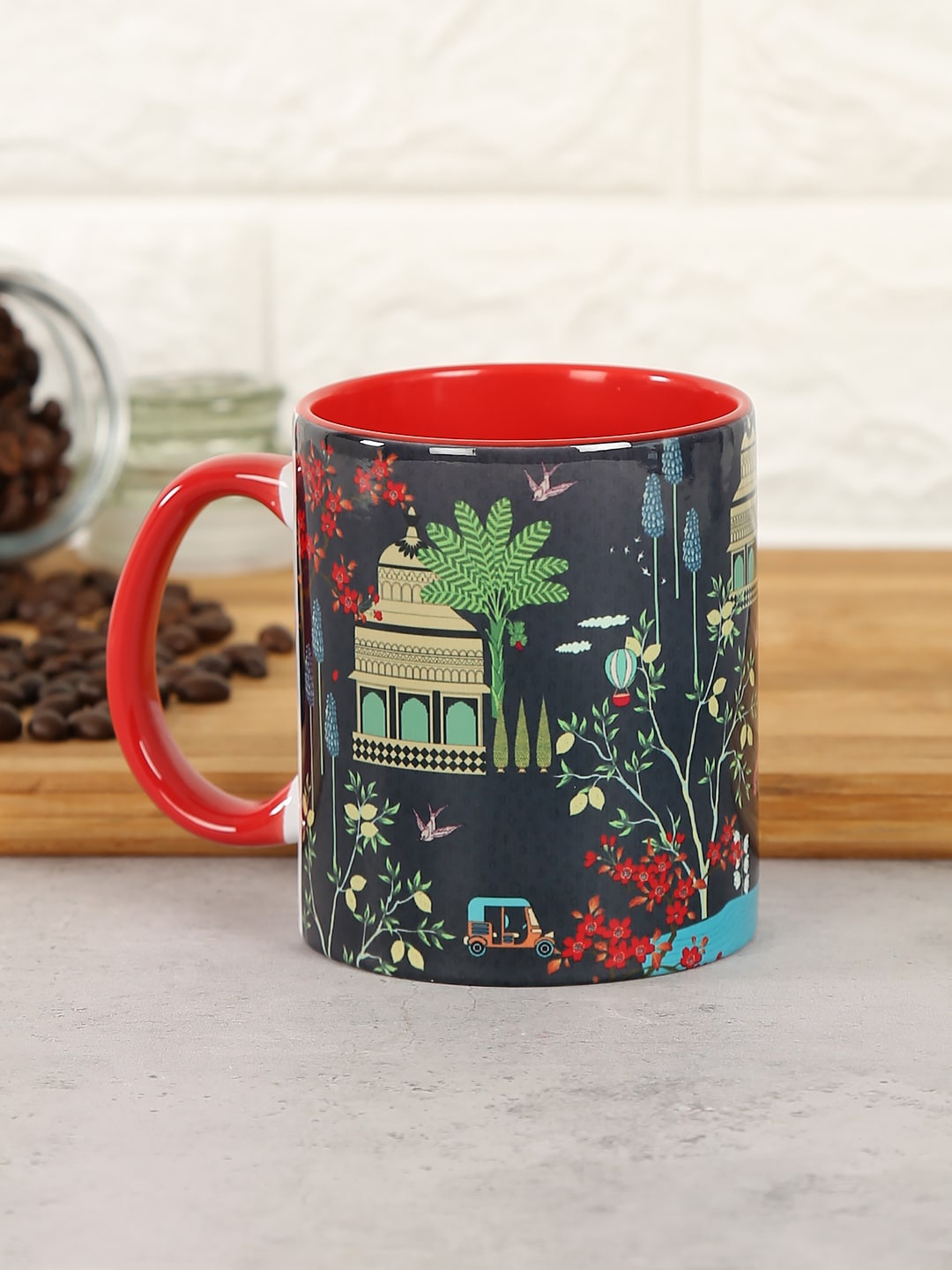 

India Circus by Krsnaa Mehta Navy Blue Temple Printed Coffee Mug