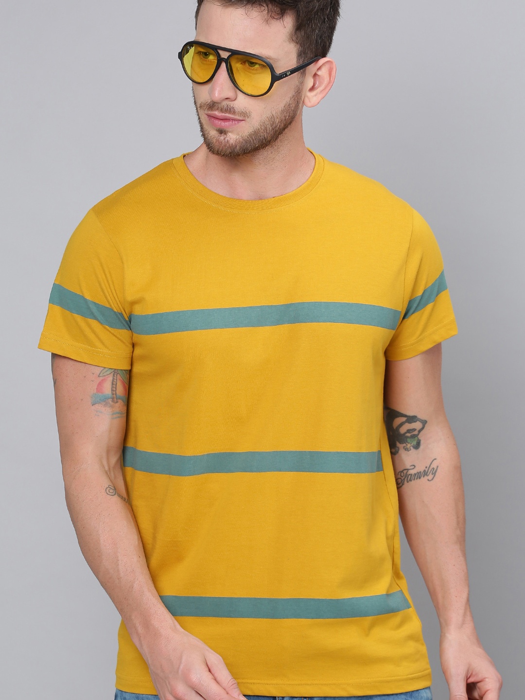 

DILLINGER Men Mustard Printed Round Neck T-shirt