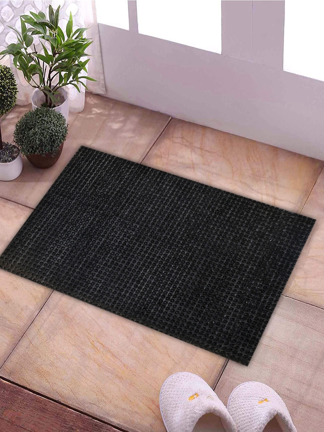 

Kuber Industries Black Solid Heavy Duty Anti-Skid Doormat
