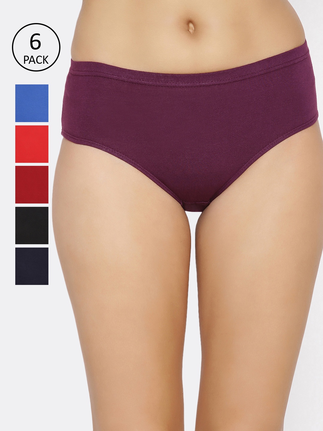

Lady Lyka Women Pack Of 6 Solid Hipster Briefs FLORANCE, Multi