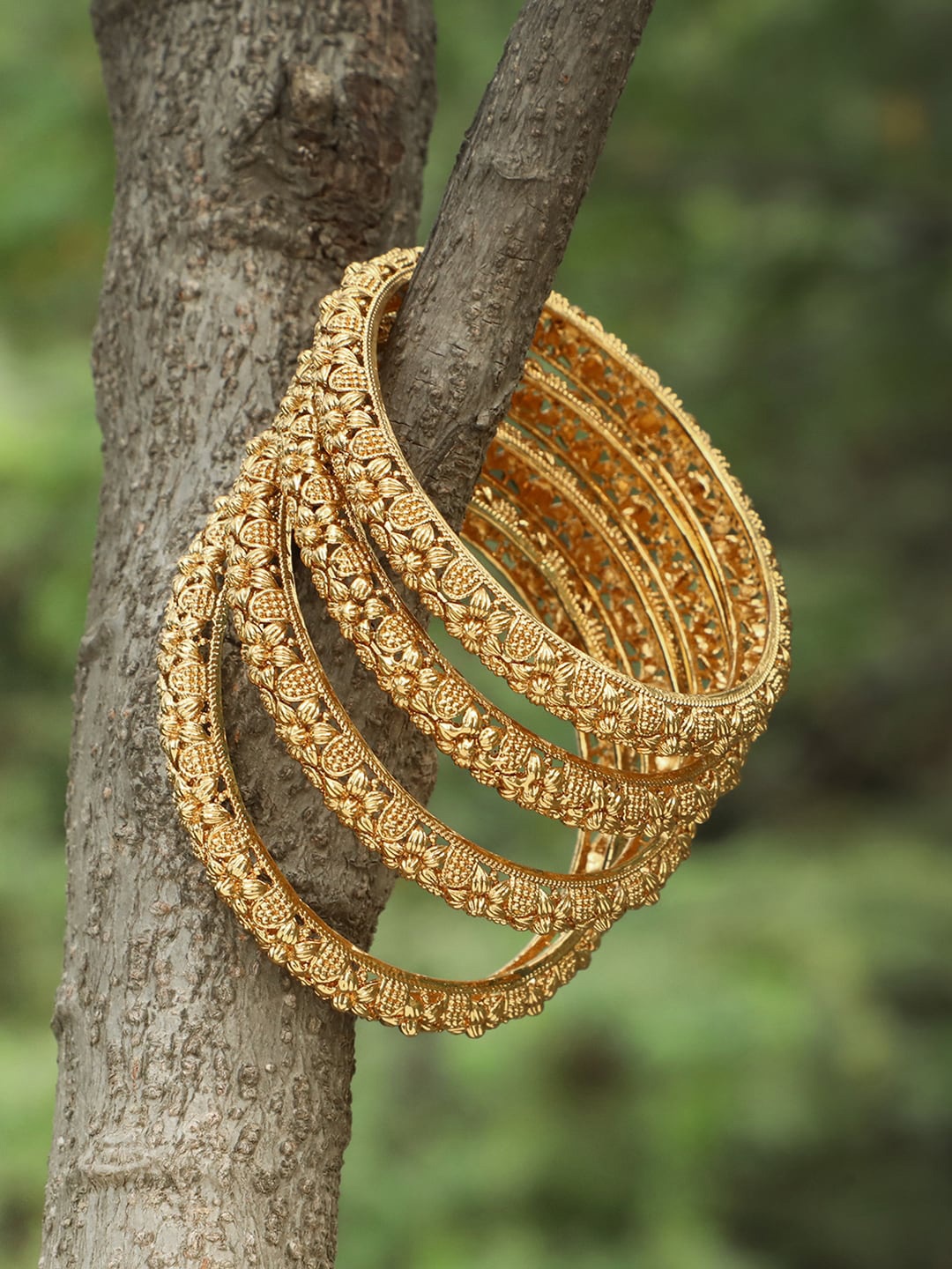 

Adwitiya Collection Set of 4 24CT Gold-Plated Handcrafted Bangles