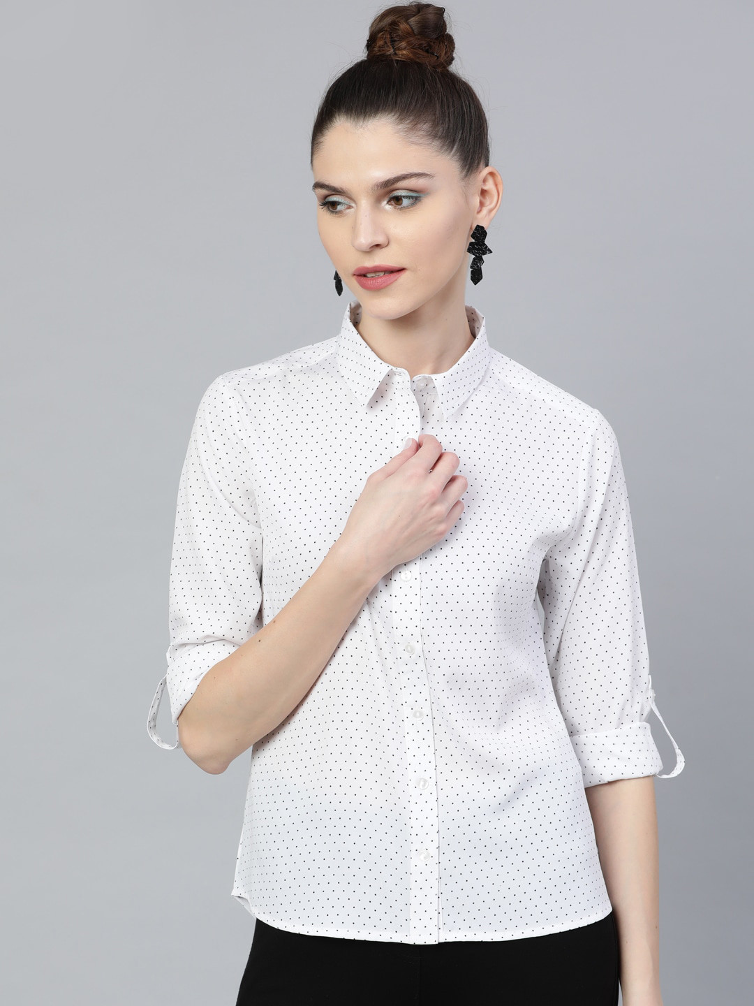 

STREET 9 Women White Regular Fit Printed Casual Shirt