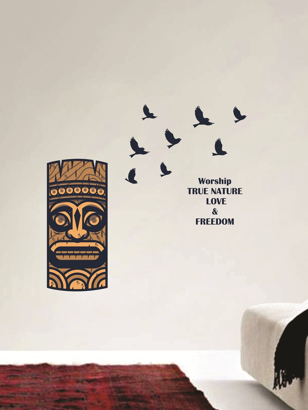 

WALLSTICK Black & Brown Love And Freedom Large Vinyl Wall Sticker, Multi