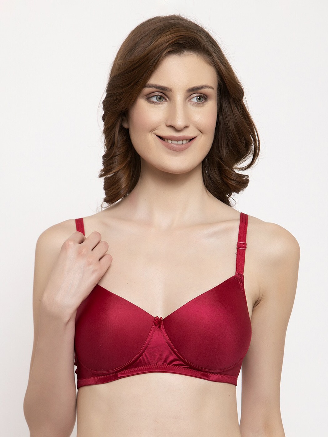 

PrettyCat Maroon Solid Non-Wired Lightly Padded T-shirt Bra PC-BR-6020-MAH-32B