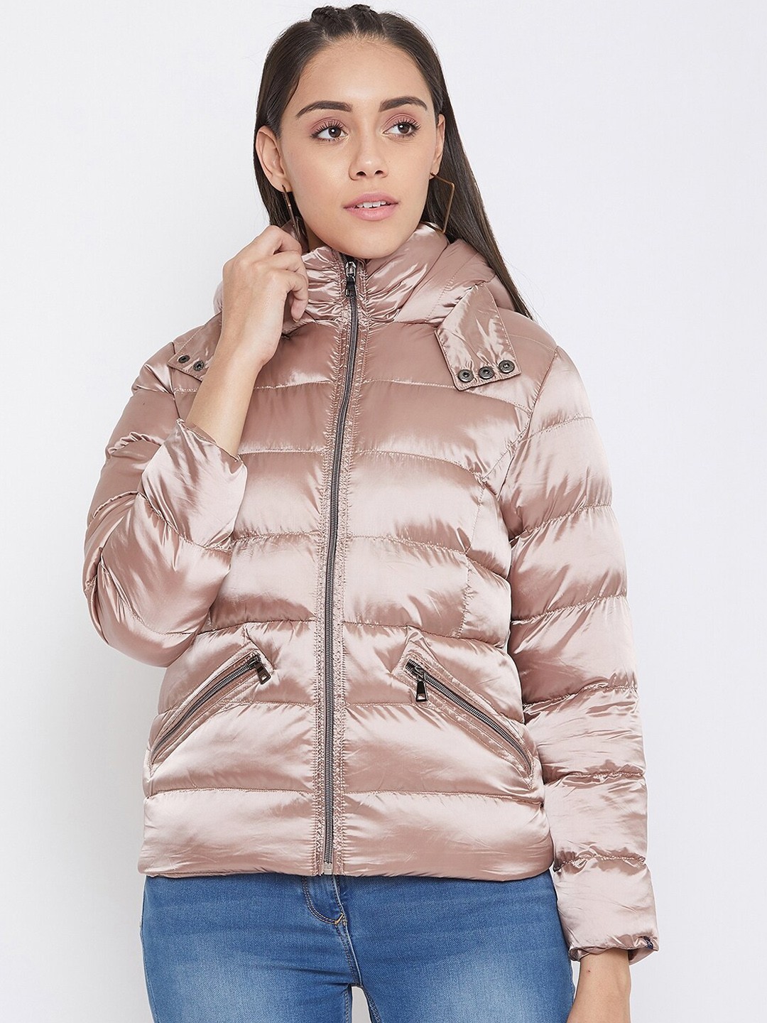 

Crimsoune Club Women Beige Solid Lightweight Puffer Jacket
