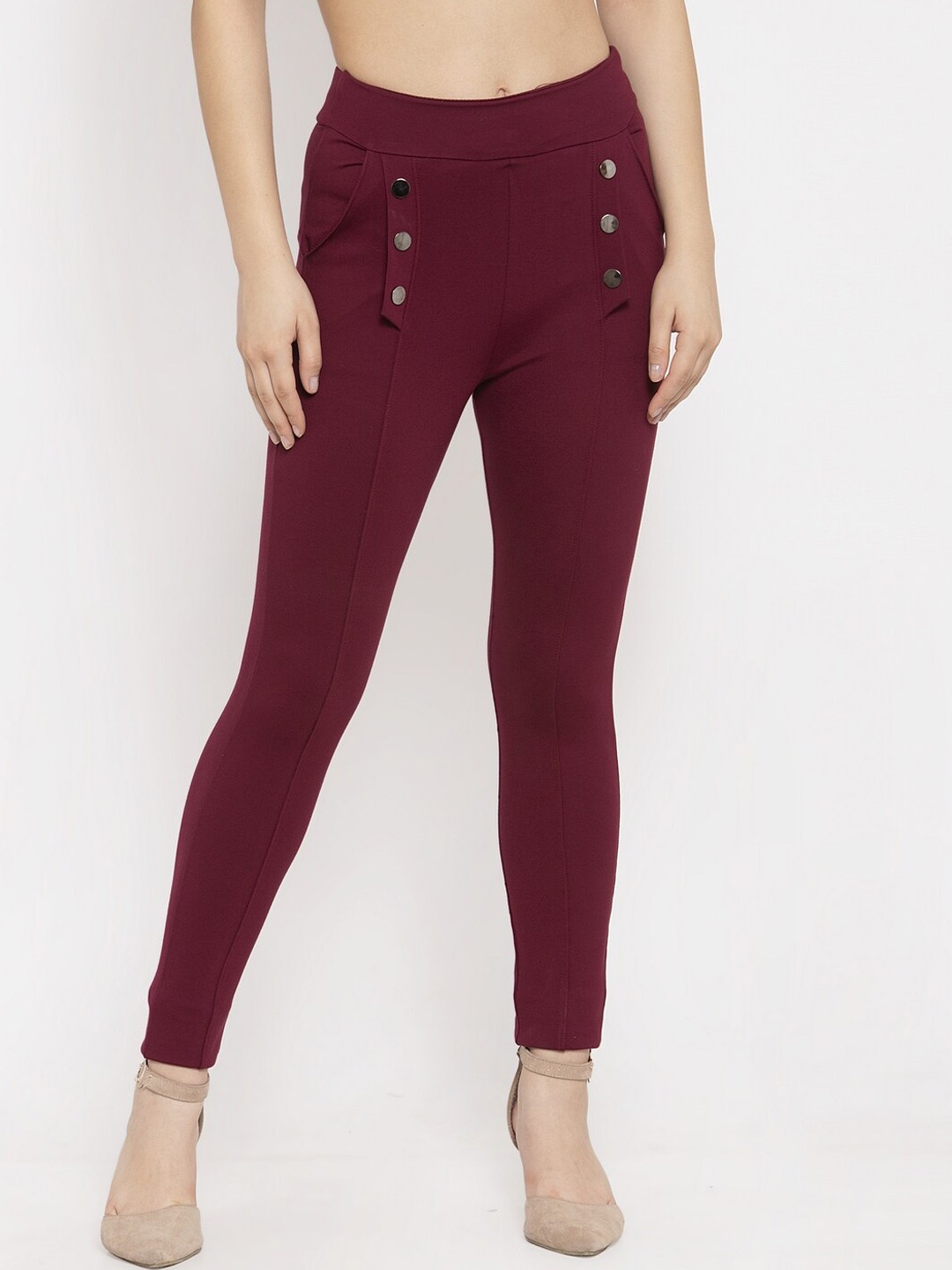 

Clora Creation Women Maroon Solid Treggings