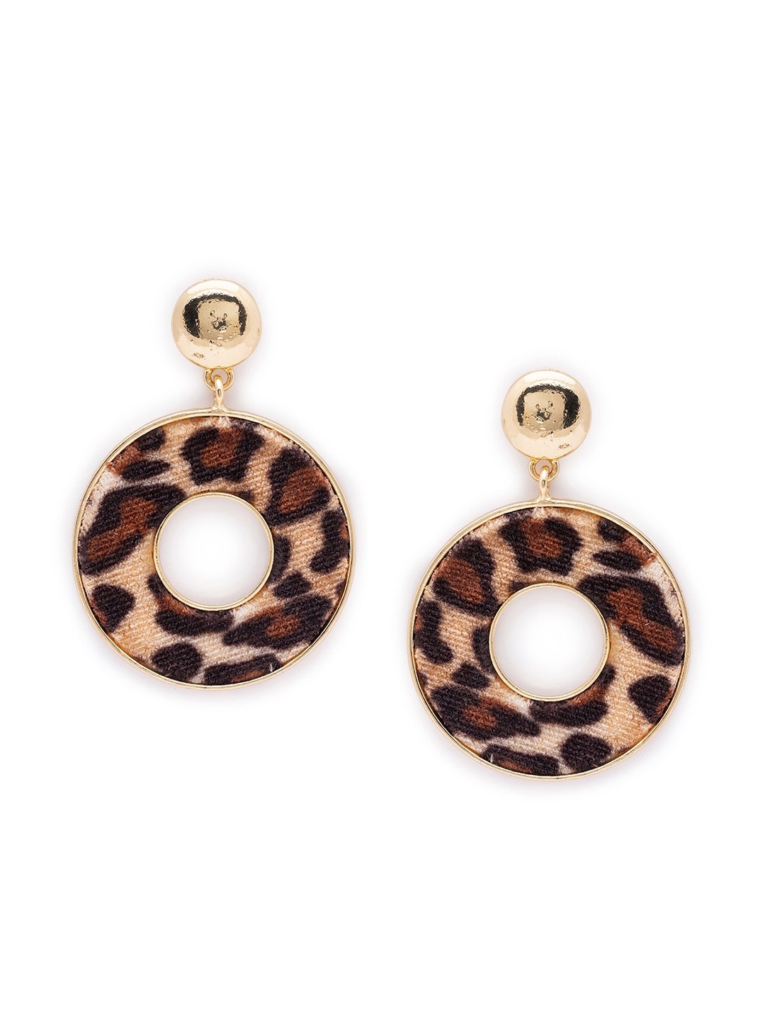 

Globus Gold & Brown Animal Print Circular Drop Earrings
