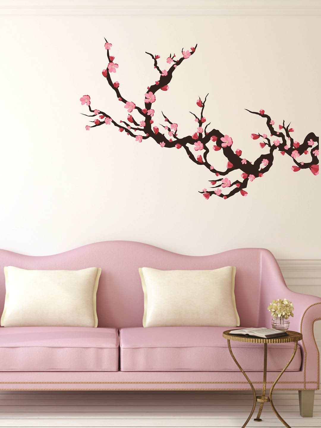 

WALLSTICK Black & Pink Floral Large Vinyl Wall Sticker