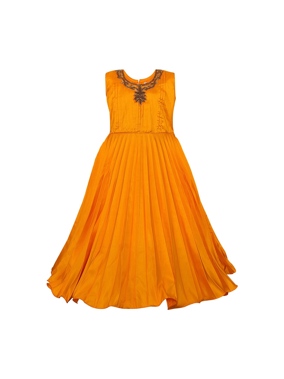 

Wish Karo Girls Mustard Yellow Solid Fit and Flare Dress