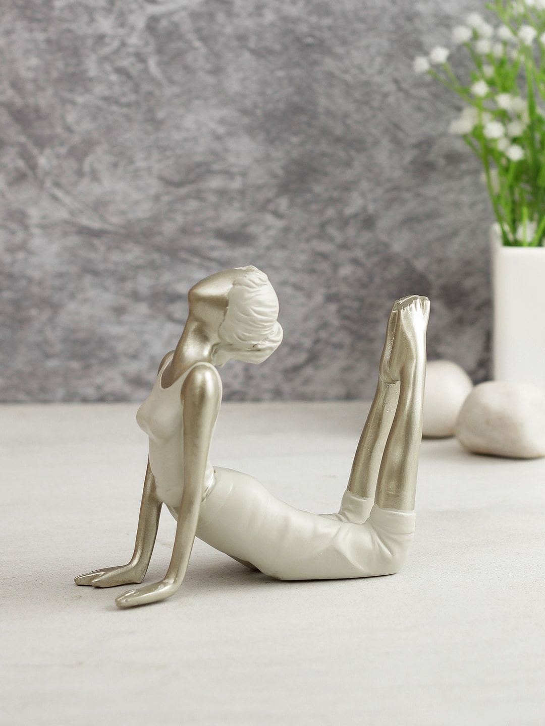 

TAYHAA Grey Polyresin Yoga Girl Showpiece