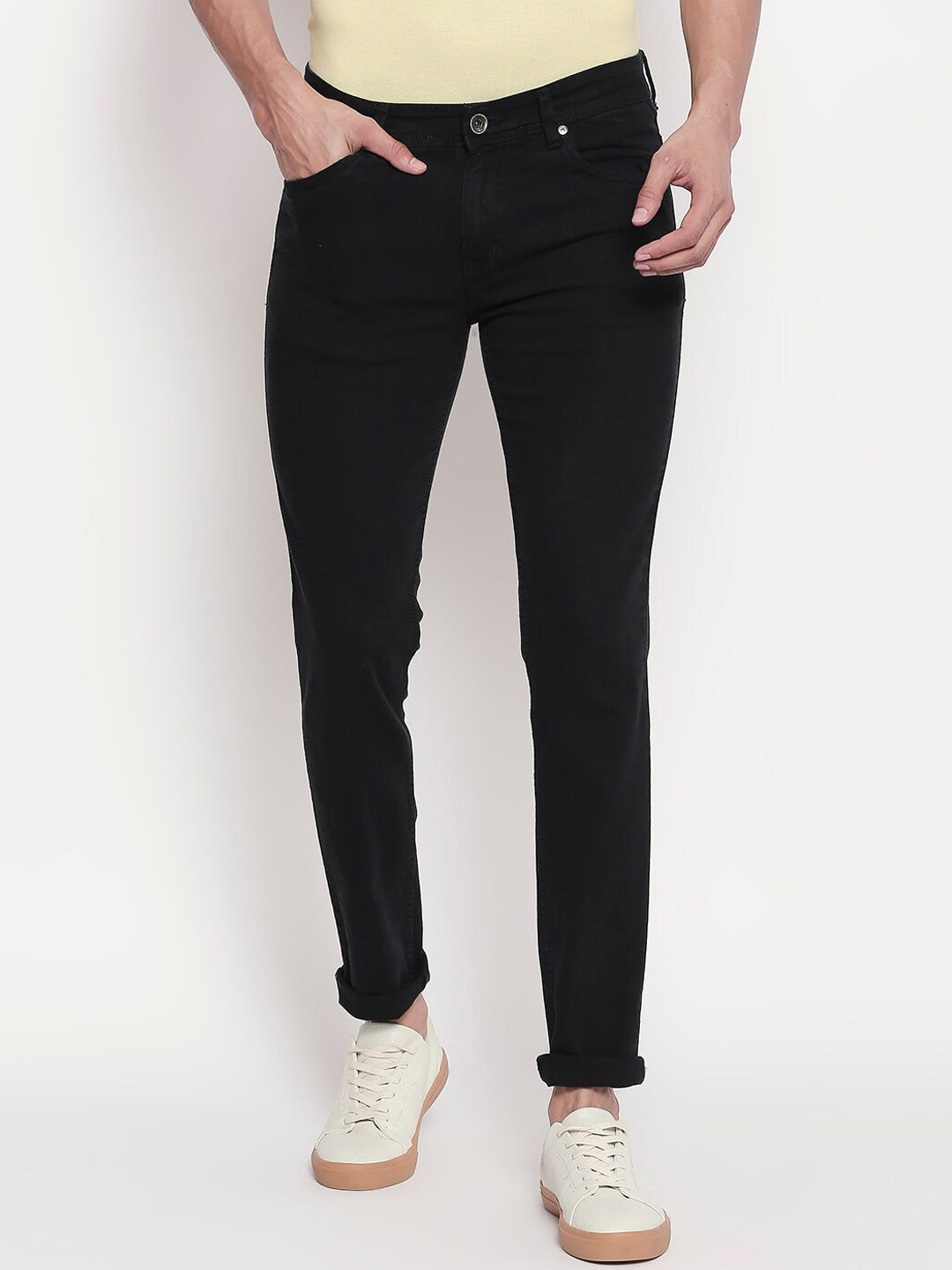 

Freeform by High Star Men Plus Size Black Slim Fit Mid-Rise Clean Look Stretchable Jeans