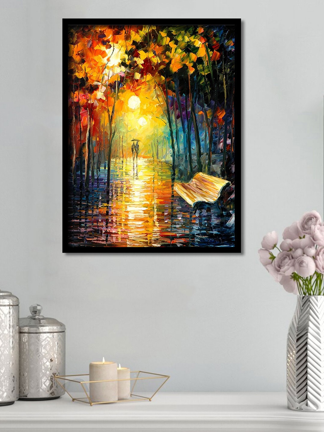 

Art Street Yellow & Blue Couple In Rain Framed Canvas Wall Art