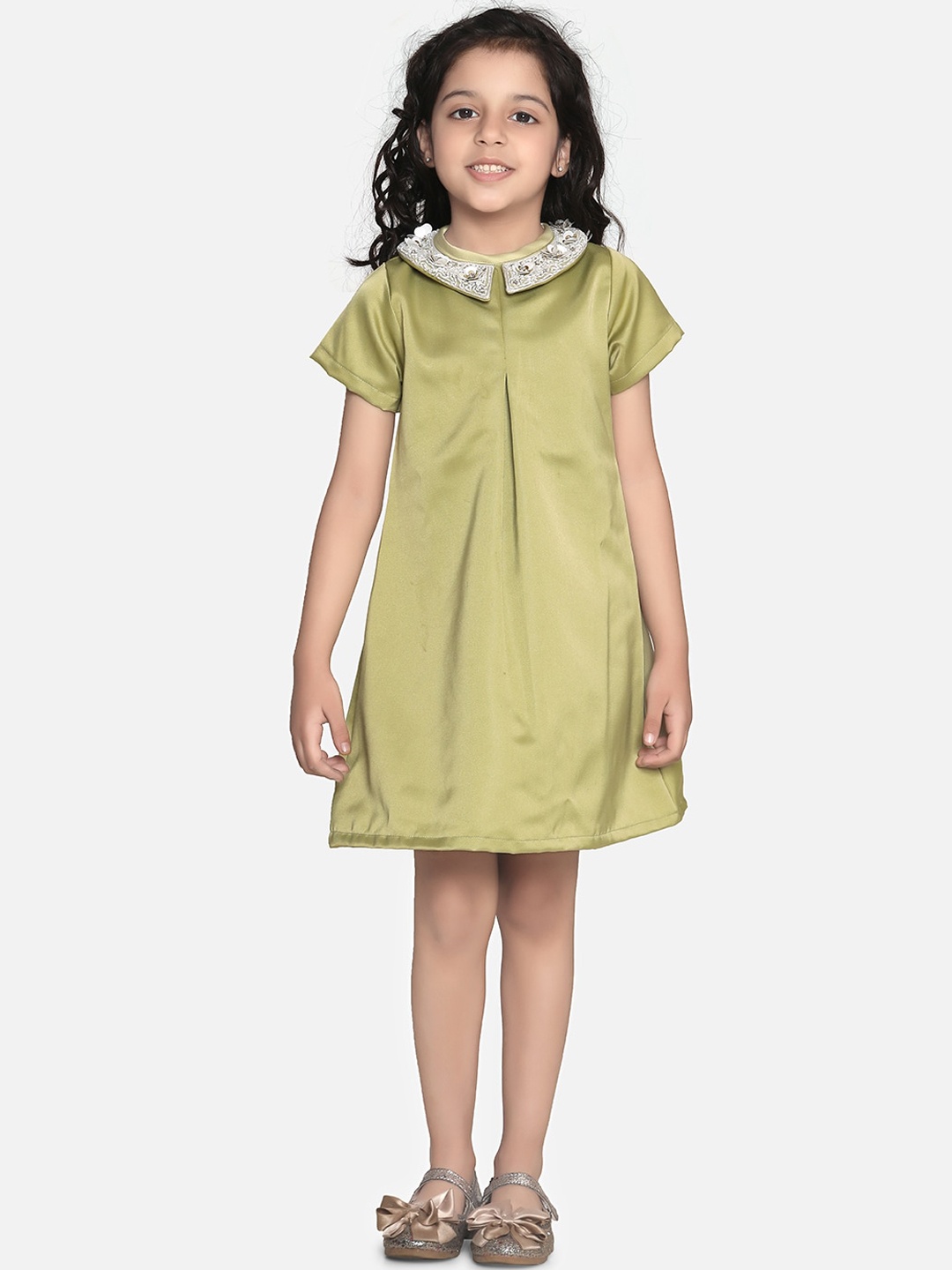 

Fairies Forever Girls Green Solid A-Line Dress