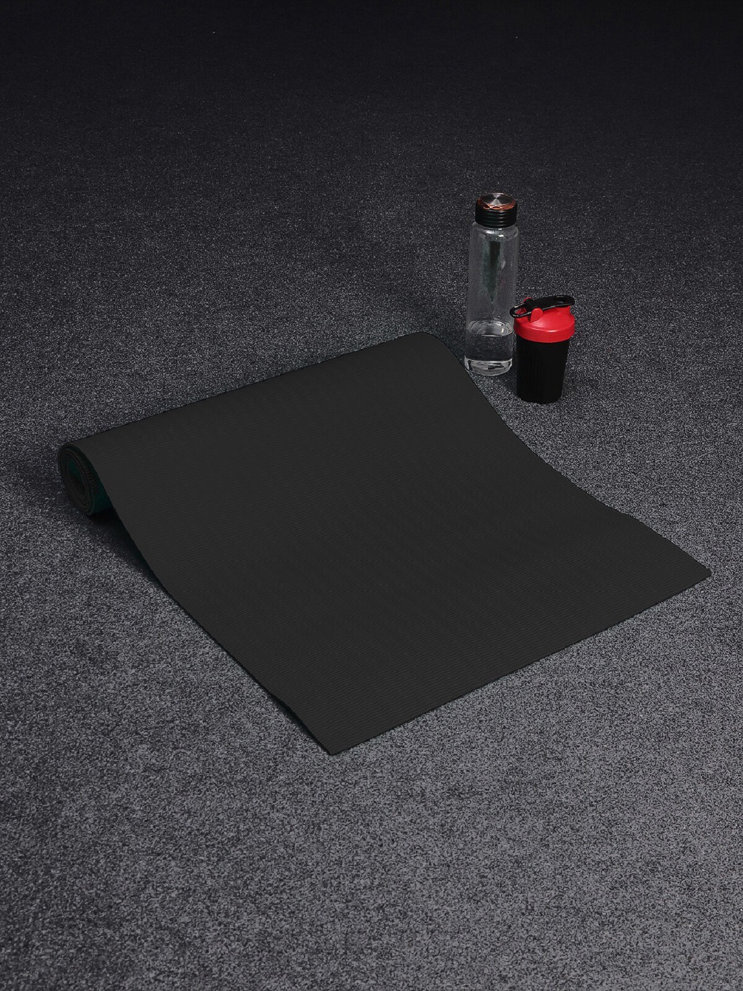 

ROMEE Black Solid Anti Skid Yoga Mat With Cover Bag