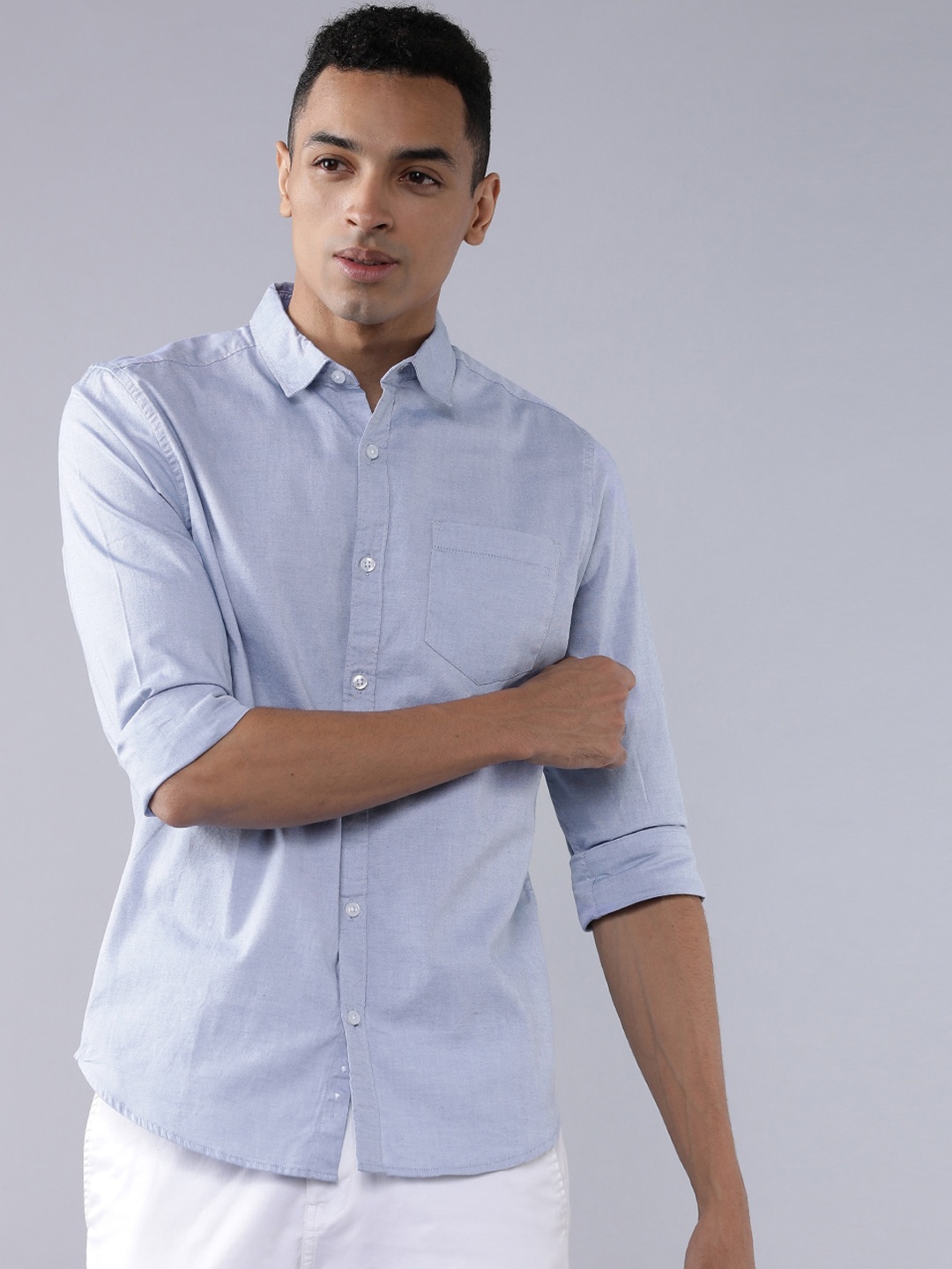 

HIGHLANDER Men Blue Slim Fit Solid Casual Shirt