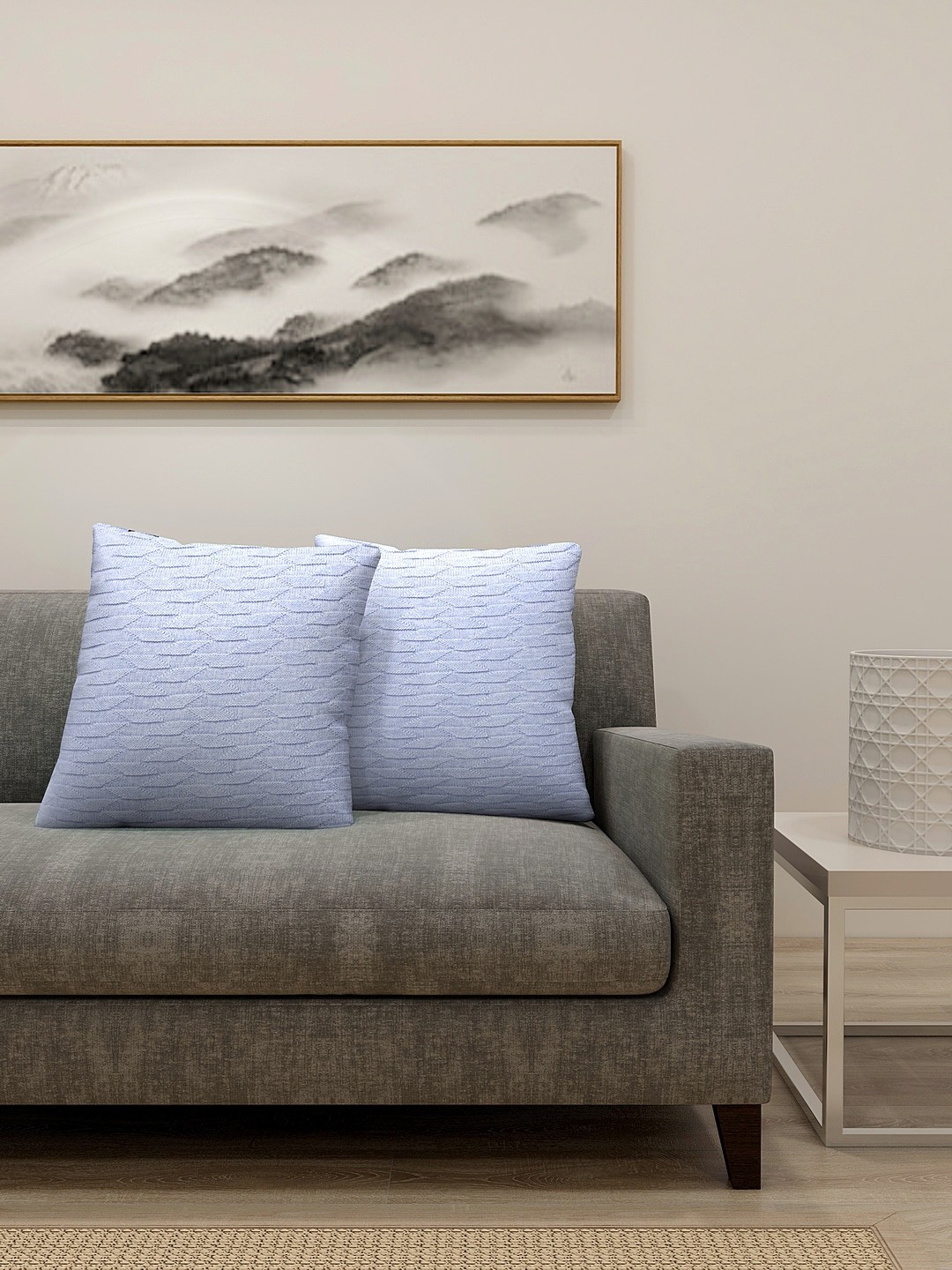 

KLOTTHE Set Of 2 Blue Self-Design Square Cushions