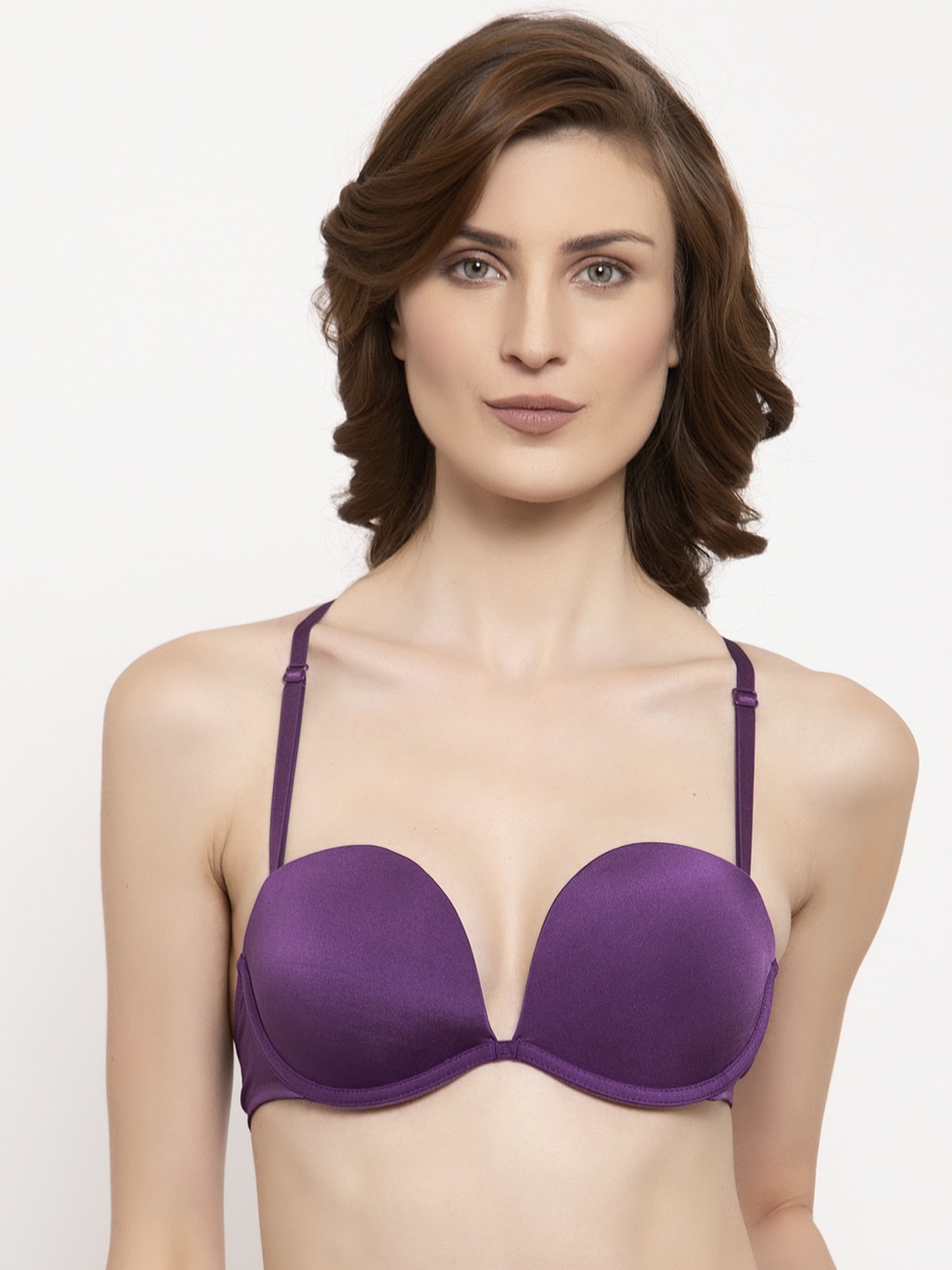 

PrettyCat Purple Solid Underwired Heavily Padded Plunge Bra PC-BR-6021
