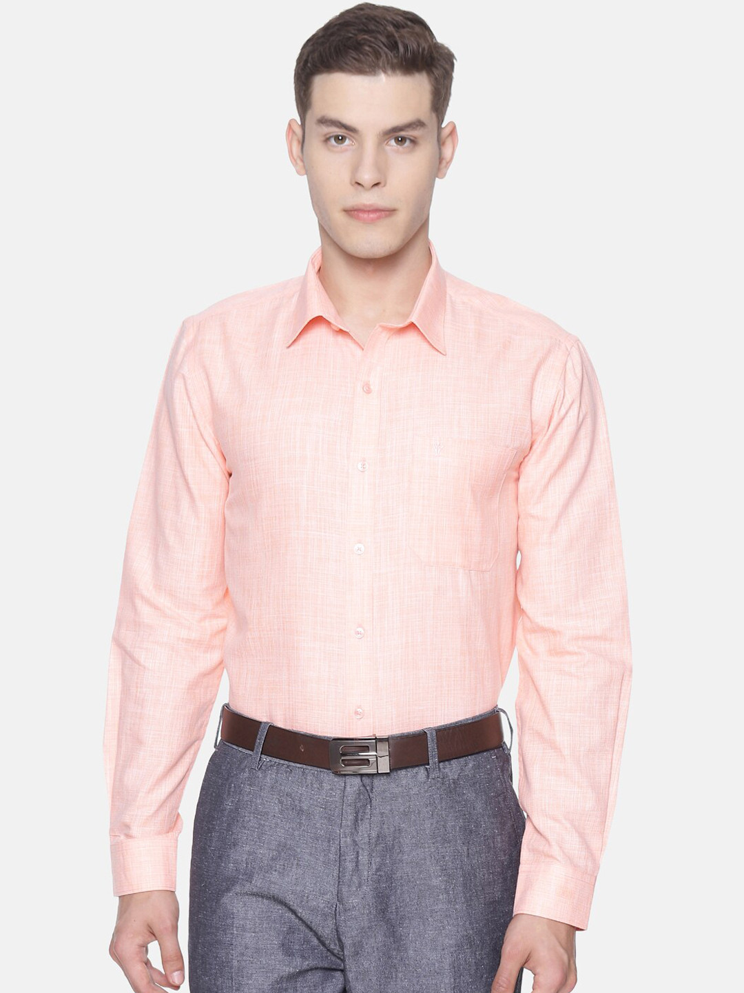 

Ramraj Men Peach Original Regular Fit Solid Formal Shirt