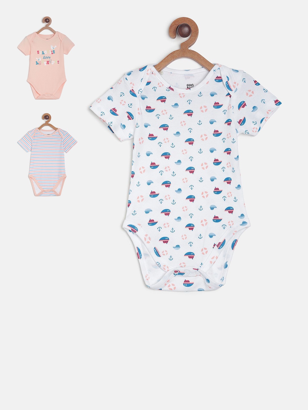

MINI KLUB Infants Boys Pack Of 3 Printed Bodysuits, White