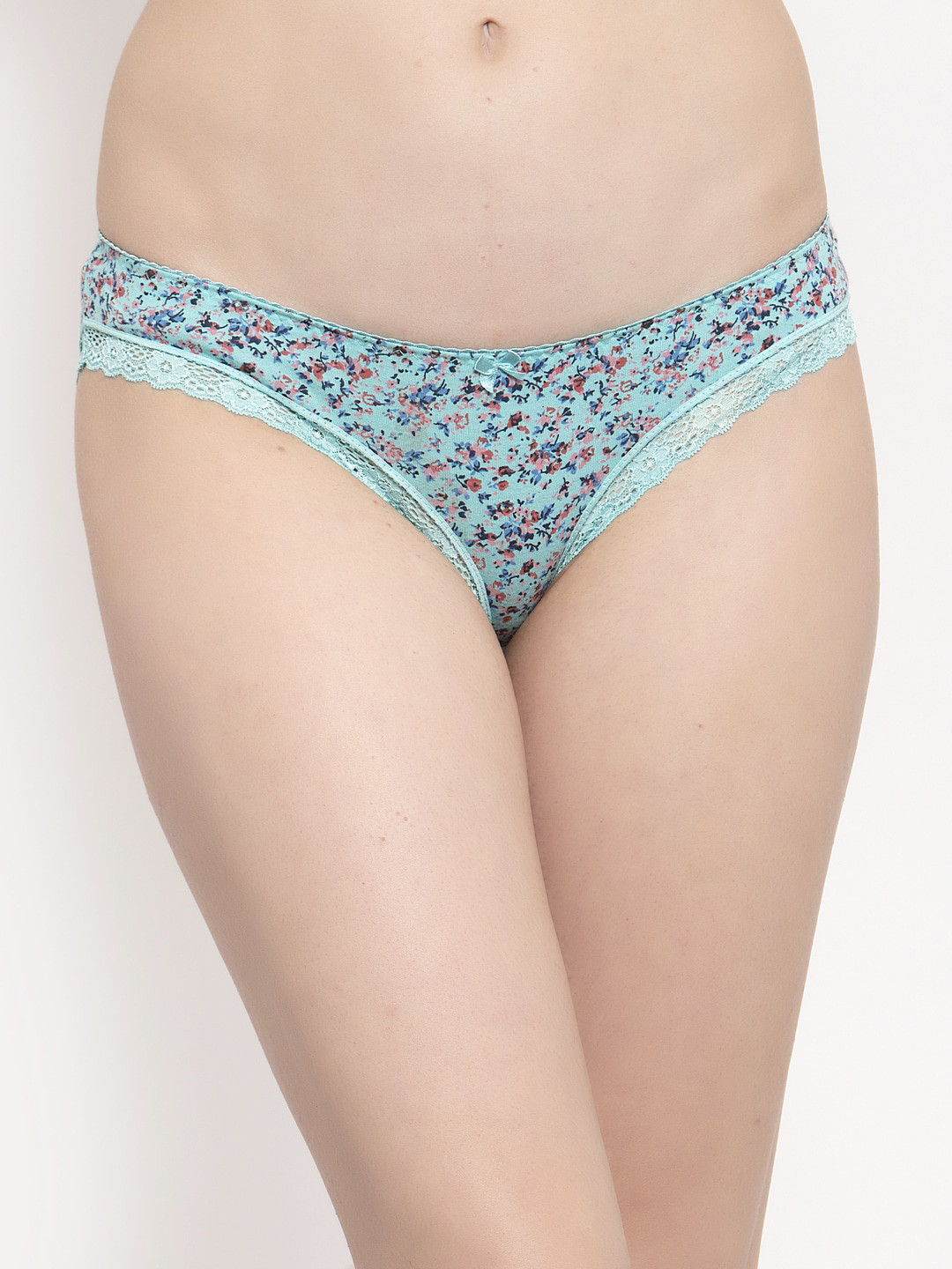 

Innocence Women Sea Green Floral Print Bikini Briefs BBAPLIN90221