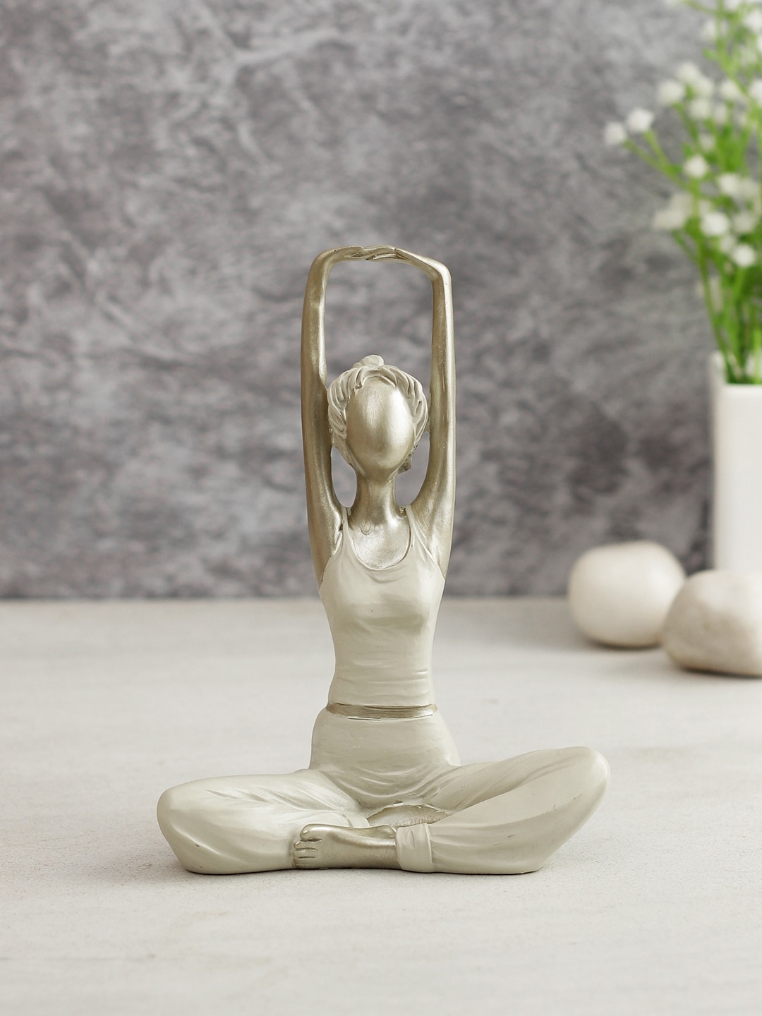

TAYHAA Cream-Coloured Healthy Yoga Pose Figurine Showpiece