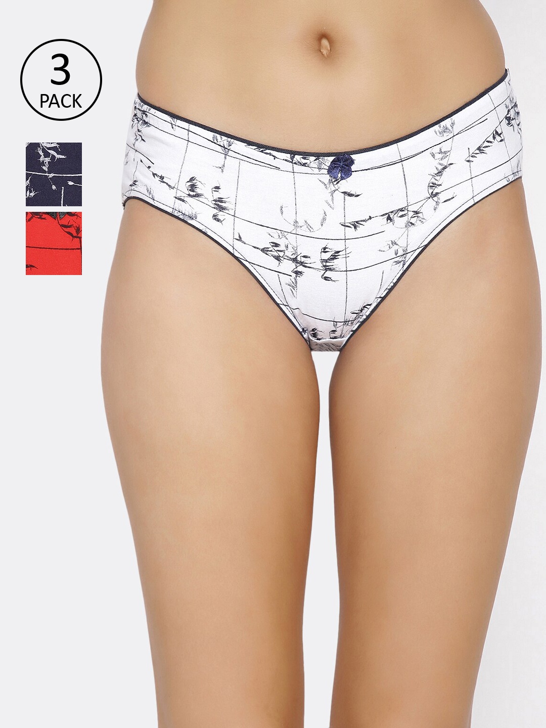 

Lady Lyka Women Pack Of 3 Printed Hipster Briefs PREETY-SECRET-3, Red