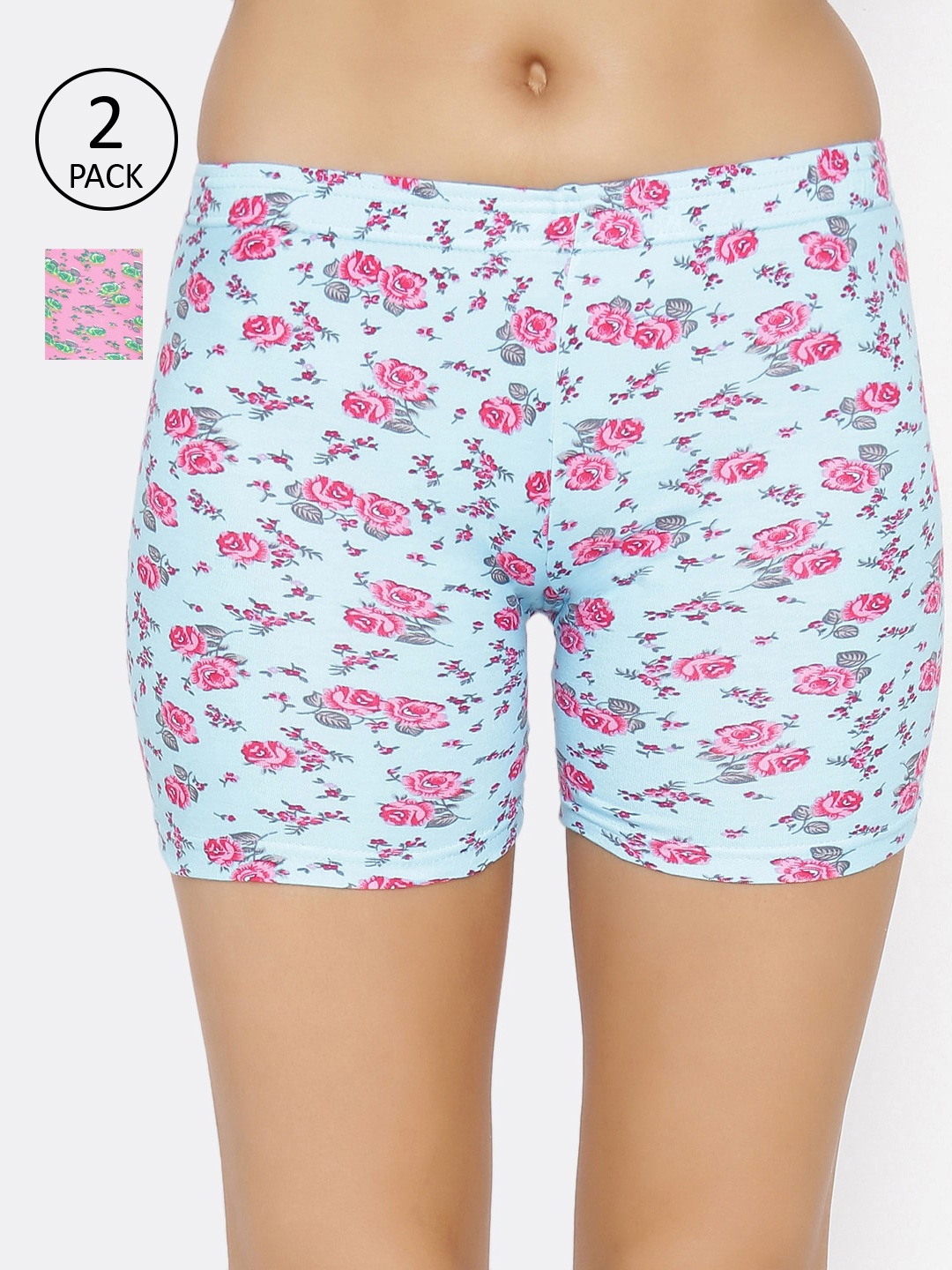 

Lady Lyka Women Pack Of 2 Printed Boy Shorts C-SHORT-PT-18-16, Pink