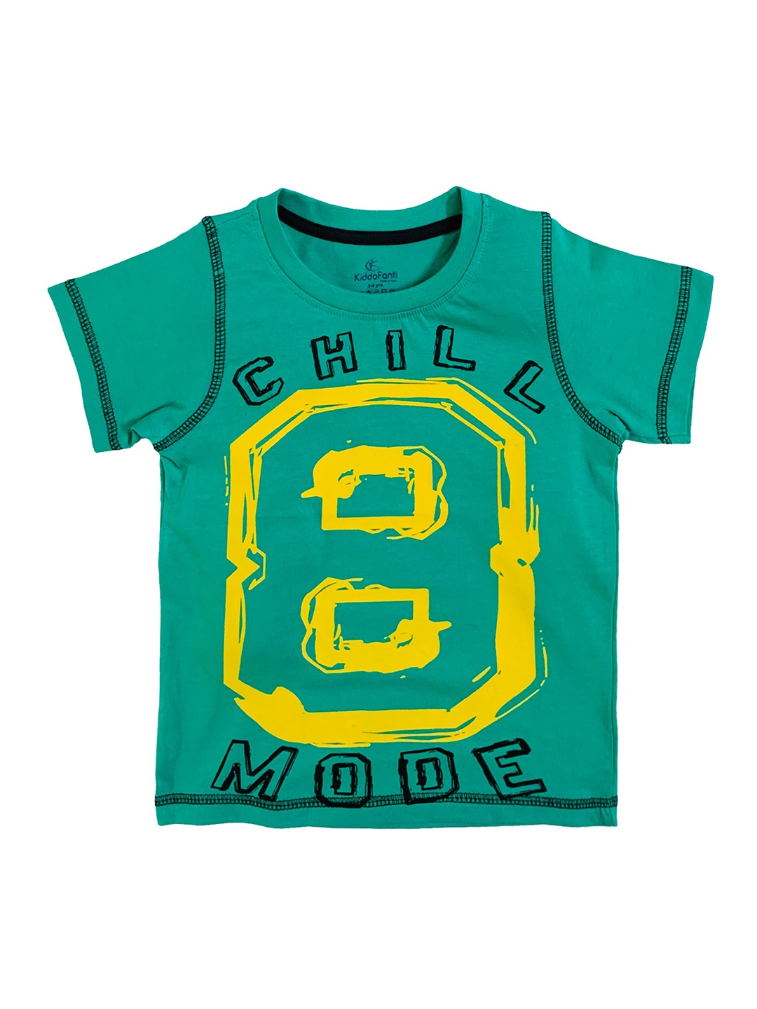 

KiddoPanti Boys Green & Yellow Chill Mode Print Round Neck T-shirt